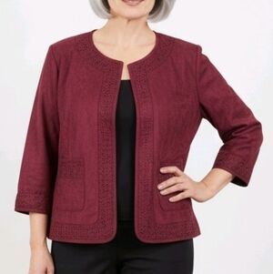 East 5th Women's Blazer Ladies Size XL Burgundy 3/4 Sleeve Lined Jacket NWT